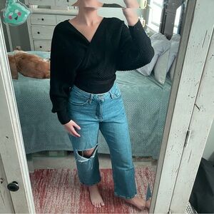 Fashion Nova Black Wrap Sweater